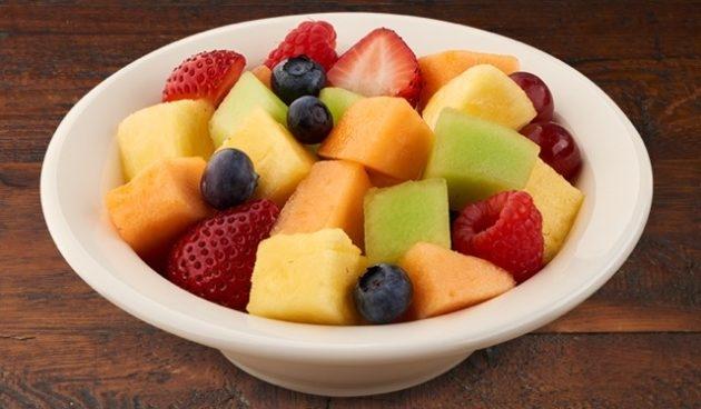 Bowl of seasonal, fresh fruit for breakfast