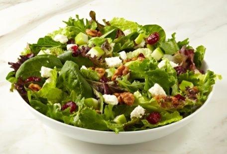 Spring Salad with apples, spiced walnuts, dried cranberries, feta cheese and balsamic vinaigrette