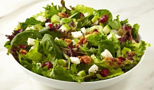 Spring Salad with apples, spiced walnuts, dried cranberries, feta cheese and balsamic vinaigrette