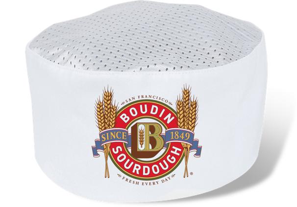 White baker’s cap with the Boudin Medallion