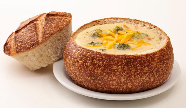 Broccoli Cheddar Soup in a Sourdough Bread Bowl