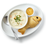 Kids Clam Chowder and Fish Bread