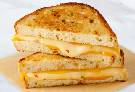 Jalapeño Cheddar Grilled Cheese on Marble Surface
