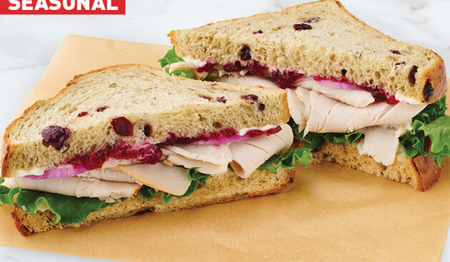 Rustic Stuffing Turkey Cranberry Sandwich on Marble Surface