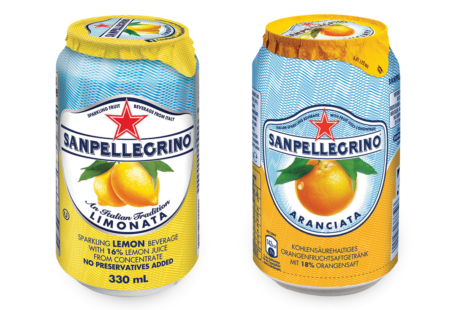 Cans of San Pellegrino