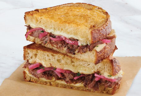 Short Rib Melt on Marble Surface