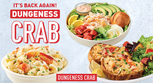 Boudin Dungeness Crab items on light blue surface