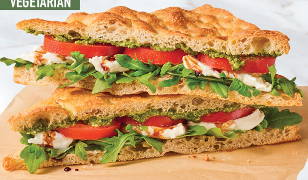 Caprese Sandwich on marble surface