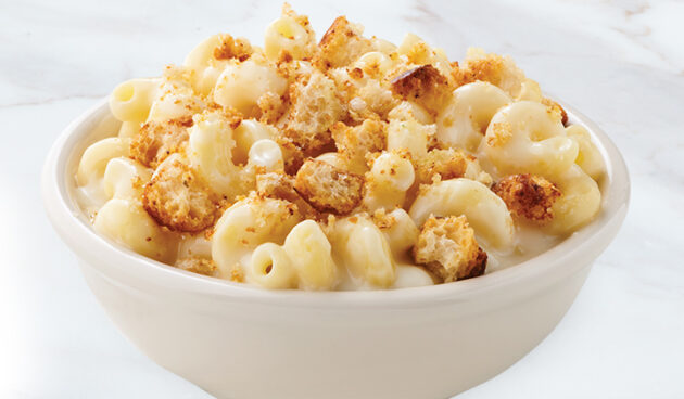 Homestyle Mac & Cheese in bowl on marble surface