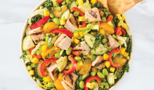 Asian Citrus Chicken Salad on Marble