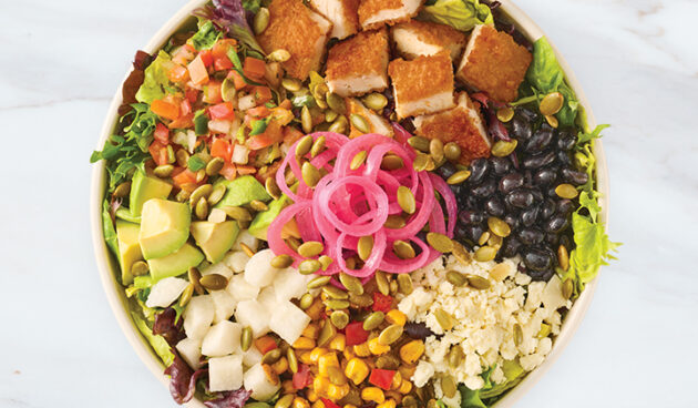 Southwest Crispy Chicken Salad on Marble