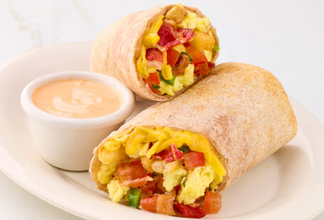 Cali Bacon Breakfast Burrito on a Plate