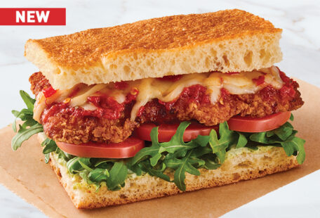 Crispy Chicken Parm on Marble Surface