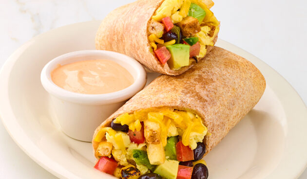 Veggie Breakfast Burrito Cali Style on a Plate