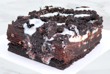 Cookies & Cream Brownie on Parchment