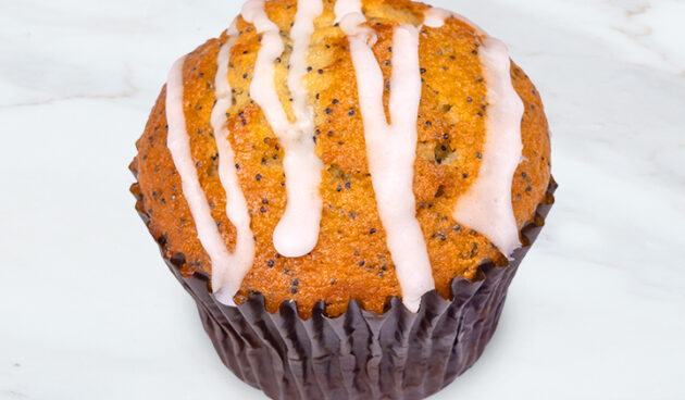 Lemon Poppy Seed Muffin on Marble