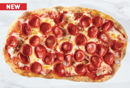 Pepperoni Pinsa Pizza on Marble Surface