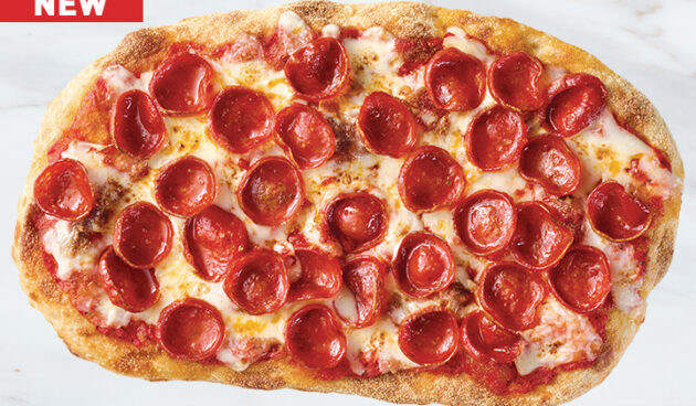 Pepperoni Pinsa Pizza on Marble Surface