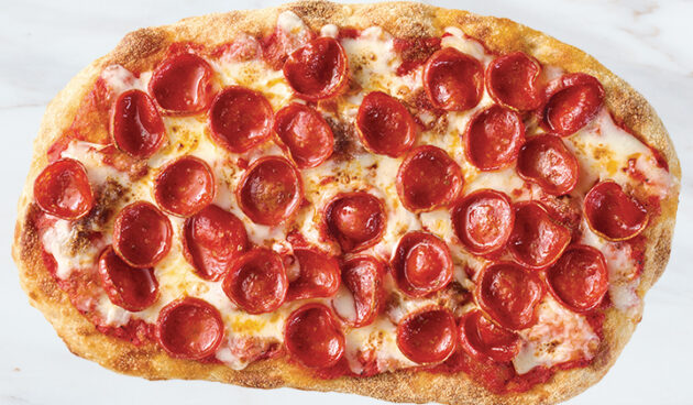 Pepperoni Pinsa Pizza on Marble Surface